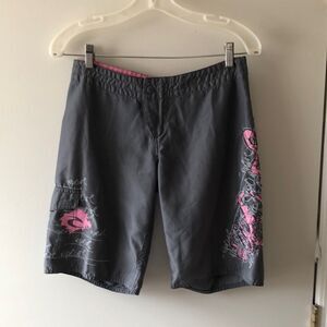 Rip Curl Board Shorts Size S GUC Gray/ pink